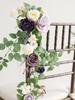 2Pcs Wedding Chair Decorations Aisle Floral Swag Artificial Pew Flowers Hanging Garland for Ceremony Church Rose Floral Faux Arrangement Party Decor