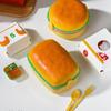 Ланч-бокс для гамбургеров, двухуровневый милый ящик для гамбургеров, бенто, микроволновая печь, детский школьный контейнер для еды, контейнер для еды, вилка, набор посуды, подарки