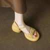 2025 New Yellow Stepping Shit Feeling Thick Sole with Sandals Women's Summer Wear Comfortable High Heels Women's Thick Heel