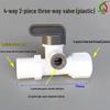 4-Way to 2-Way Tee Connector Water Purifier Valve with Switch, One-Piece Copper Alloy Ball Valve.