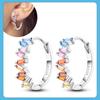 New S925 Silver Double Hoop Earrings Sparkling Pave Stud Earring Gift For Women Engagement Jewelry Anniversary