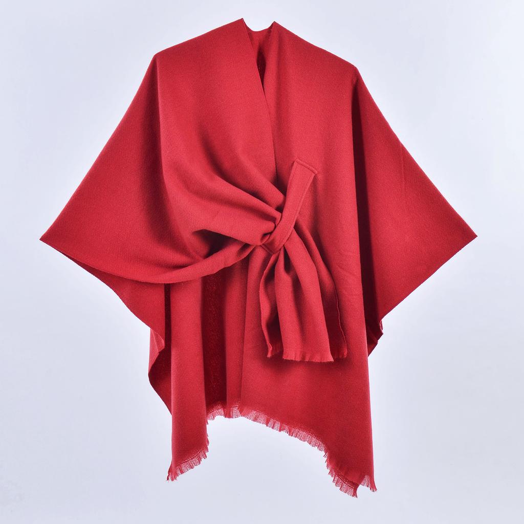 Ladies' Fashionable Warm Cloak, Double-sided Solid Color Slit, Imitation Cashmere, Draped Over Shawl
