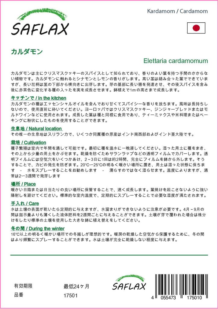 SAFLAX Garden in the Bag - Кардамон - 20 семян - С субстратом в подходящем пакете - Elettaria cardamomum