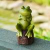 Статуэтка спящей лягушки для сада, лягушка из смолы, украшение для улицы, водонепроницаемая лягушка на камне, фигурка для патио, газона, двора, горшечных растений, декор