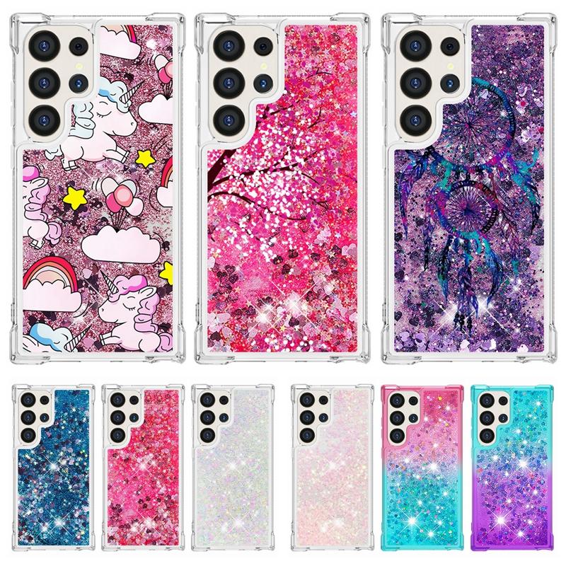 Для чехла Galaxy S24 Ultra Мультяшный расписной чехол с жидким песком для Samsung Galaxy S23 S 24 Ultra S24 Plus Чехол для телефона Фунда
