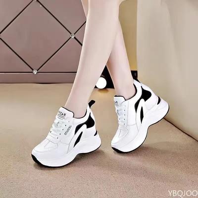 Модные женские спортивные туфли с цветными блоками, увеличивающие рост, 2025, модные, на толстой подошве, повседневные, универсальные, стройнящие, вулканизированные