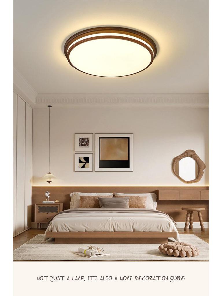 Chinese Retro Mid-Century Zen Ceiling Lamp: Solid Wood, Simple Style for Bedroom or Influencer Room