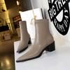 Retro European and American Style Fashion Thick Heel 5.5cm High Heel Pointed Sexy Short Boots Female Knight Boots