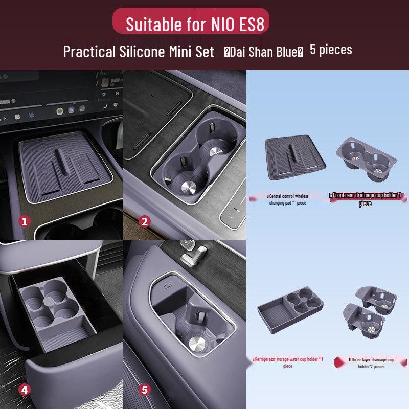 Nio ES8 Console Silicone Pad & Storage Box Set - Fits 26 Model Accessories for Interior Decoration.