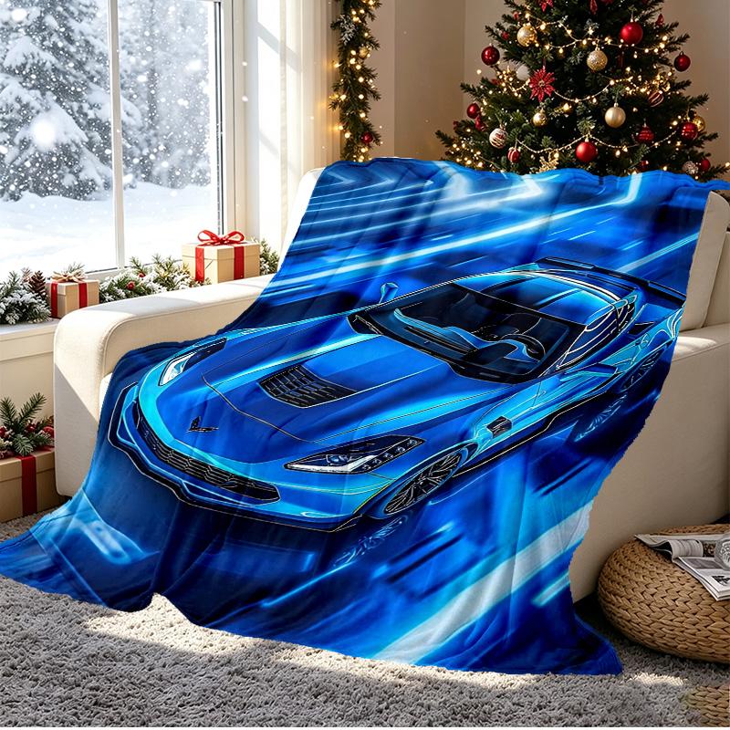 Sports car Pattern Blanket for Home Decoration, Bed, Sofa, Car Travel, Camping, Suitable for All Seasons, Birthday Christmas Gift