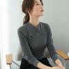 Футболка с длинным рукавом и полуводолазкой, утолщенная, для женщин, осень и зима, тонкая, новая, в китайском стиле, однотонная, в стиле футболки