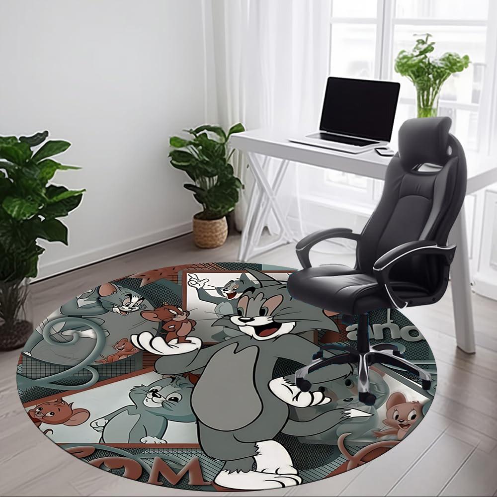 1pc Tom Jerry Office Round Area Rug, Under Office Chairs Bedroom Living Room Home Decor, Room Deco, Available in Various Sizes098