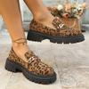 2024 Women's New Loafers Women's British Style Thick Sole Shoes Office Casual Leopard Print Designer Low Top Shoes
