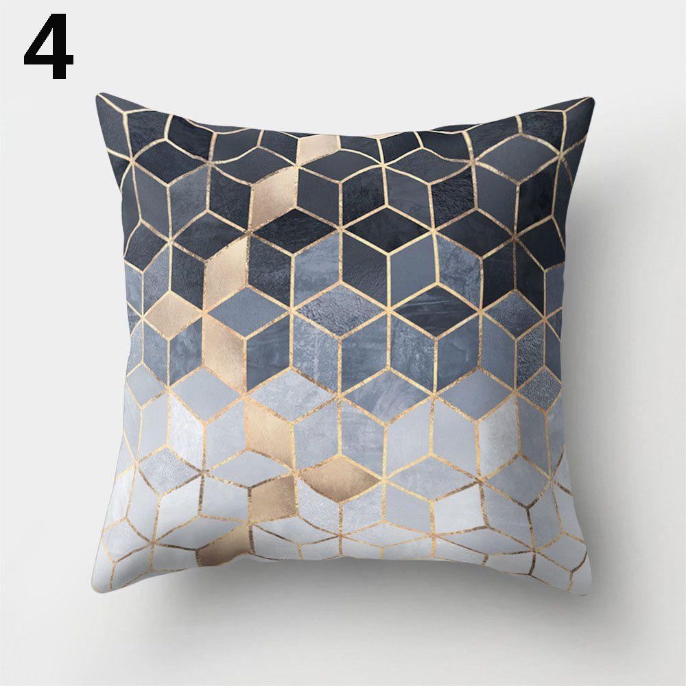 Gold Shining Home Decor Car Seat Peach Skin Cashmere Cushion Cover Pillow Cases Geometric Printed