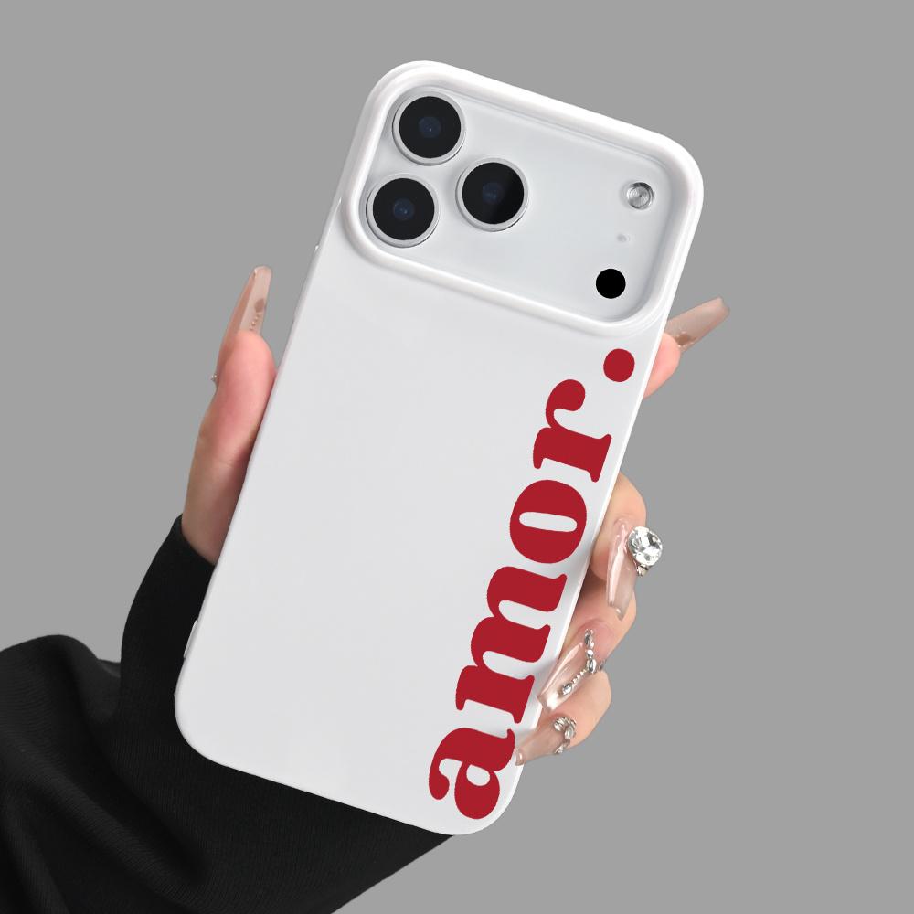 Белый чехол для телефона с красной буквой, подходит для iPhone 17 16 15 14 13 12 11 Pro/Max/Plus, противоударная задняя крышка