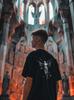 MyStars Angel Statue Men's Black Oversized Short Sleeve T-Shirt L