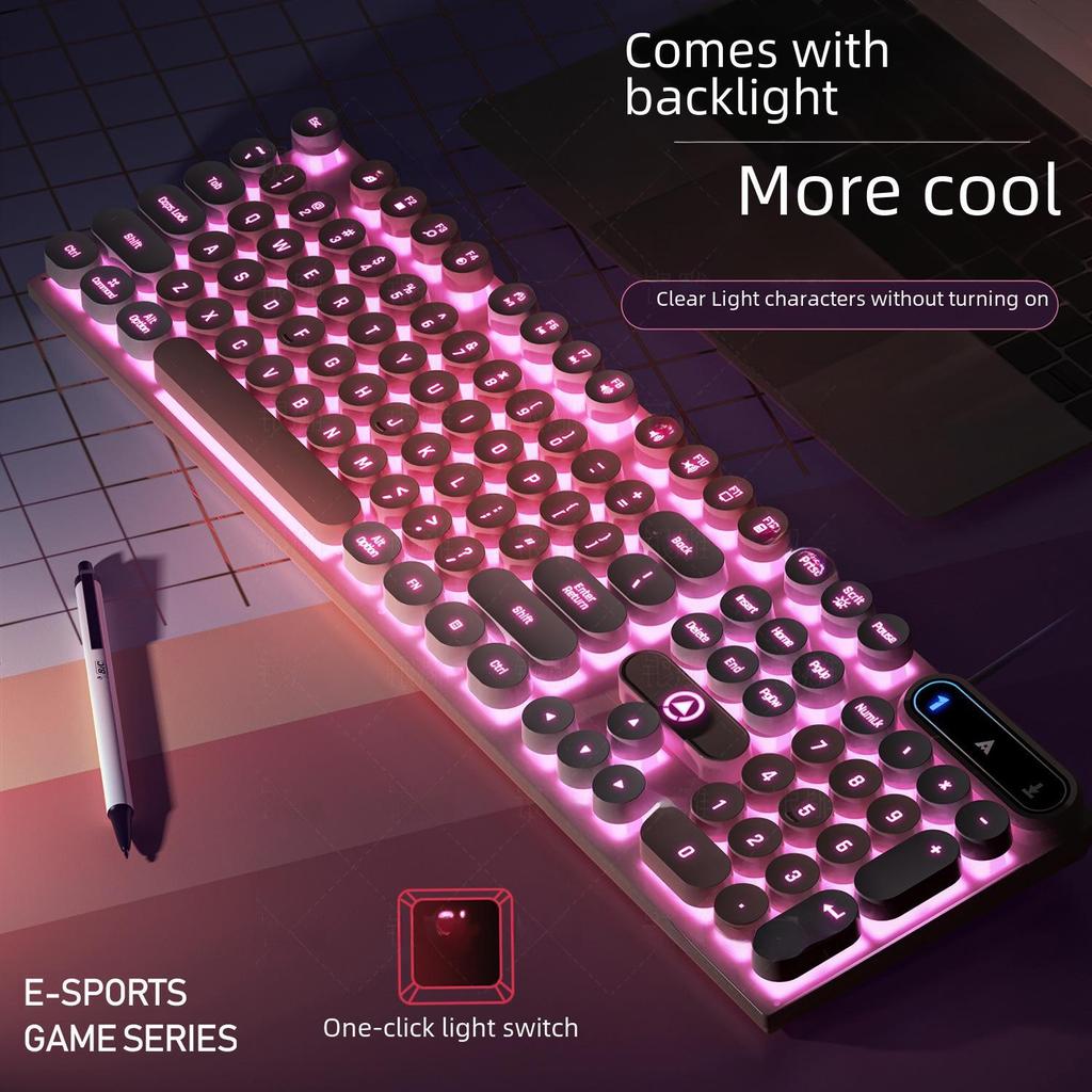 Проводная игровая клавиатура K600 с серебристой резьбой и колпачками в стиле панк