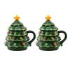 Christmas Tree Mug 16oz, Nostalgic Themed Lidded Tumbler for Coffee Hot Drinks Holiday Gift for Kids Friends Home Office Use