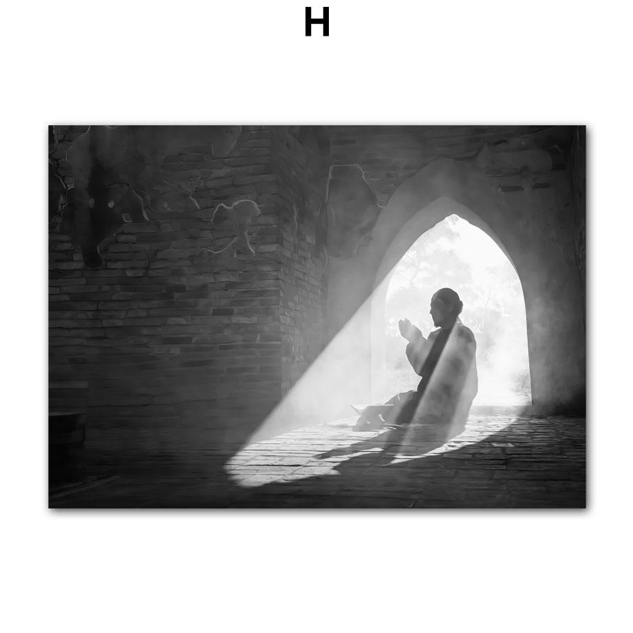 Holy Islamic Mosque Muslim Dancer Black White Living Room Decoration Posters And Prints Wall Art Canvas Painting Wall Pictures