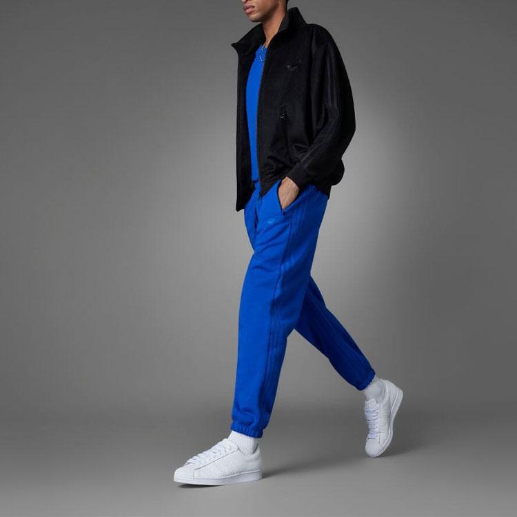 Adidas Оригинальные трилистники, синяя версия, однотонные полосатые брюки с логотипом и шнурком, повседневные мужские брюки для бега, мужские штаны HM6491