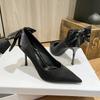 Fashion High Heel Shoes Women's Pointed Toe Fashion Bowknot Women's Shoes 2024 Winter New Style Sexy Women Slim Heels Shoes High Heels