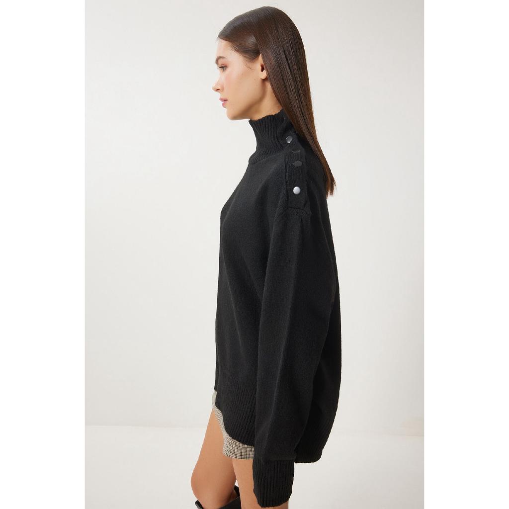 Women's Anthracite Turtleneck Knitwear Sweater Fn03390