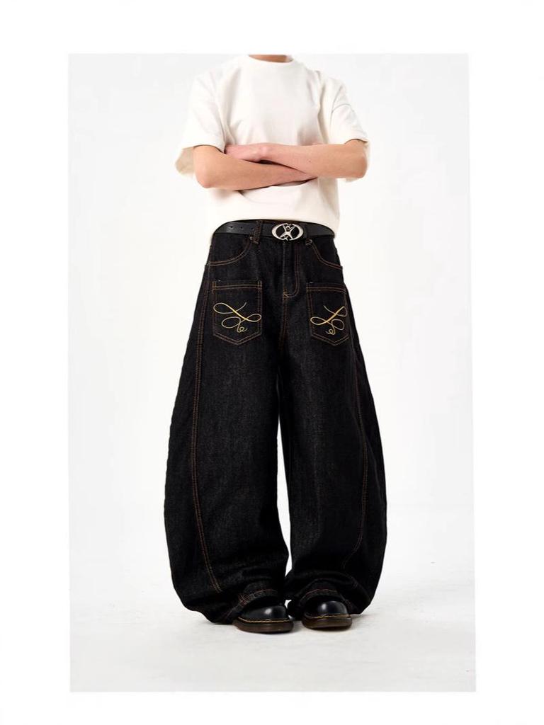 2025 Унисекс Ретро Вышитые Джинсы Деним Широкие Штанины - Защита от Проколов и Повседневный Стиль Коса