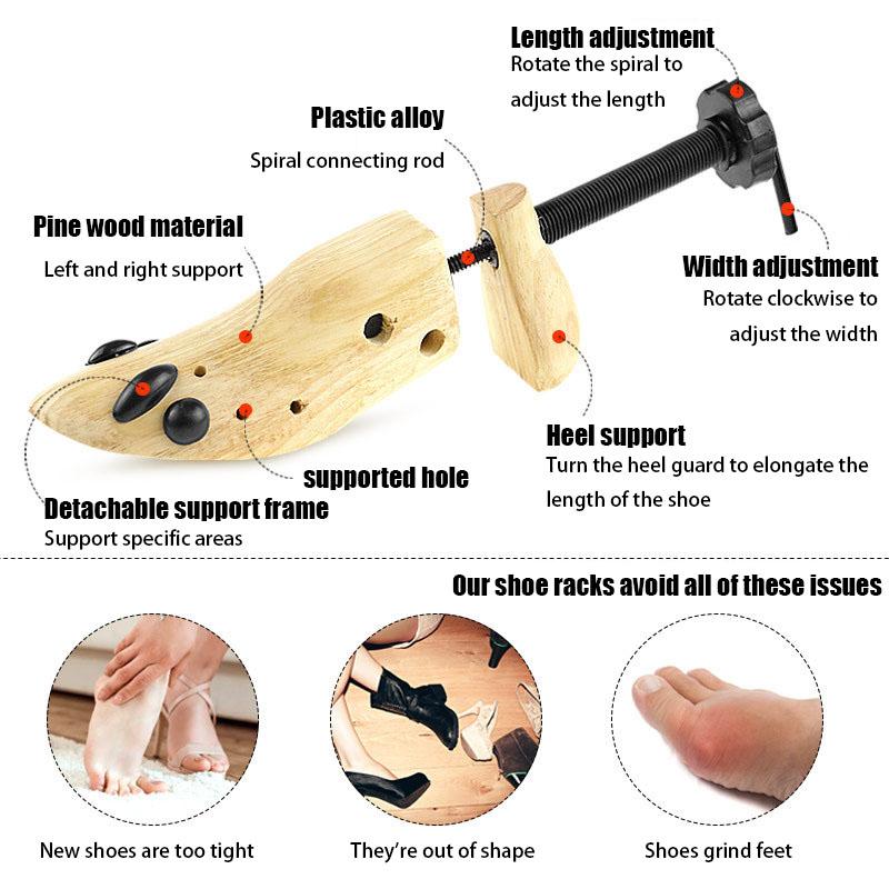 1/2 шт. Регулируемая в двух направлениях растяжка для обуви, колодка для обуви, формодержатель, стойка, сосновая древесина, расширитель для обуви для мужчин и женщин, аксессуары для обуви S/M/L