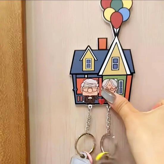 Держатель ключей для пар, акриловый настенный держатель ключей, мультяшный дедушка, бабушка, парный брелок-органайзер для домашнего настенного декора