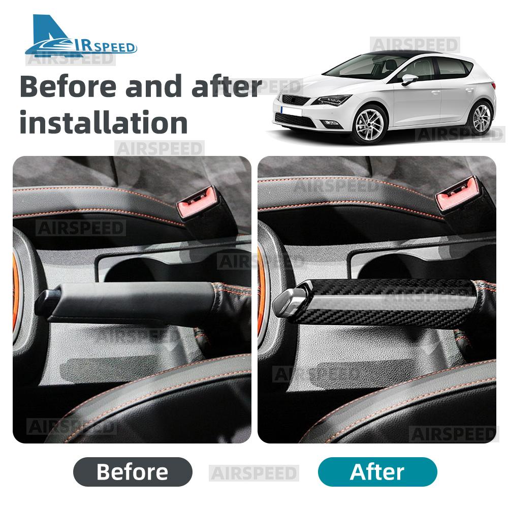 Real Hard Dry Carbon Fiber Replacement Cover For Seat Leon MK3 5F 2013 2014 2015 LHD RHD Car Handbrake Interior Accessories
