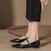 Одно слово с металлическим ремнем туфли Мэри Джейн женские остроносые на низком каблуке легкие повседневные туфли черные универсальные нишевые темпераментные туфли