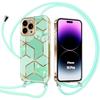 Necklace Case Lanyard for iPhone 14 Pro Reinforced TPU Anti-Scratch Turquoise Color