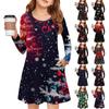 Christmas Day Girls' Long Sleeve Dress - Color Pocket Dress
