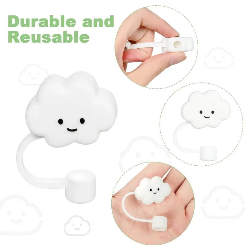 Straw Covers Cute Cloud Shape Suction Tube Cover Silicone Straw Tips Covers Reusable Straw Protectors Party Drinks Tube Dust Cap