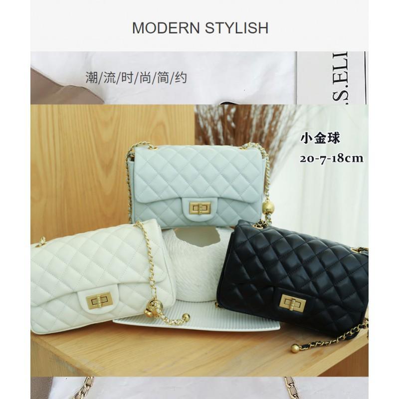 Bag Women's Style Authentic Leather Fashionable Diamond-shaped Square Fat Chain Single-shoulder Crossbody