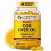 Carbamide Forte Cod Liver Oil Omega  3 FishOil 300mg (120 Softgels  Capsules ) with Vitamin D3 Lemon Flavour