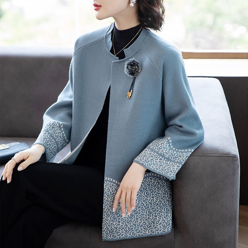 Модное вязаное пальто-свитер для женщин среднего возраста, повседневная осенняя верхняя одежда