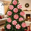 Reusable Outdoor Christmas Ornaments 12Pcs Candy Yard Stakes, Hollow Board Garden Decor with Metal Spikes, Photo Booth Backdrops Red White Green Lawn