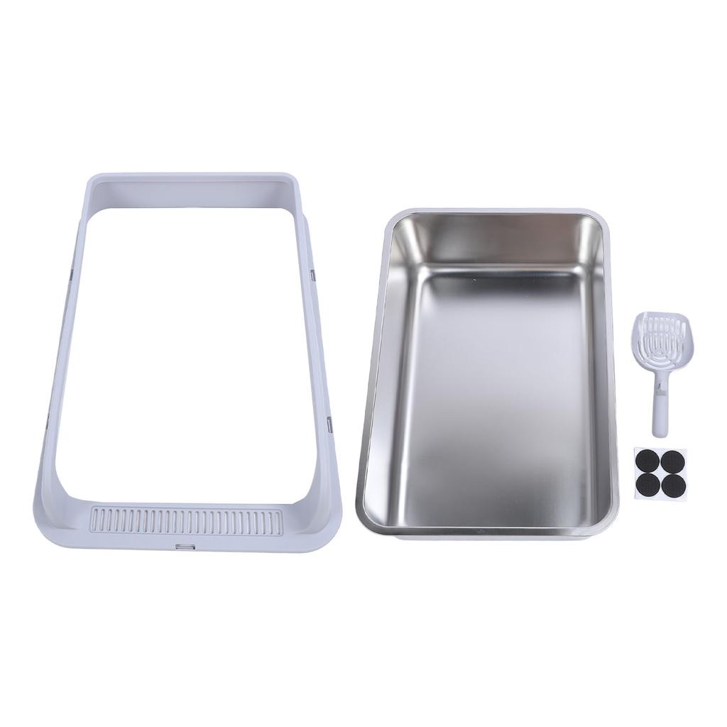 Кошачий туалет из нержавеющей стали с контролем запаха, высокие борта, металлический туалет, против утечки мочи, легкая очистка