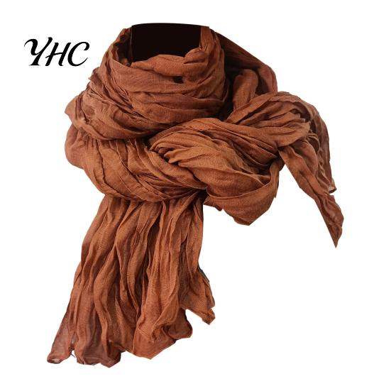 Winter Scarf Accessory Women Solid Color Pleated Long Retro Autumn Warm Soft Vintage Inspired