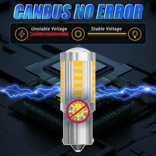 2X CANBUS 1156 BA15S 1157 BAY15D BAU15S 3157 7443 LED Bulb 12V 3030 SMD White Yellow Red Car Tail Brake Parking Turn Signal Led