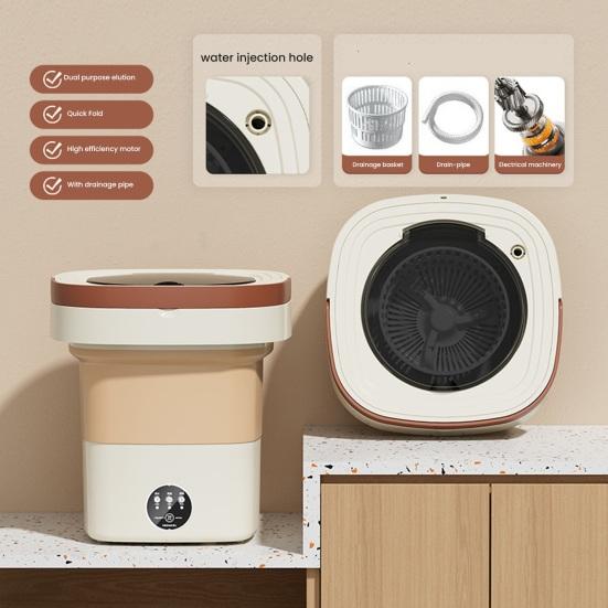 1 Set Foldable Mini Washing Machine Low Noise Energy-saving Compact Size Underwear Socks Clothes Small Washer Bathroom Supplies