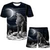 Wolf Clothes Sets Summer Boys Girls Short Sleeves Tees Shorts 3d Printed 2PCS Unisex Suits Kids Cartoon Casual Clothing Outfits