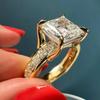 Princess Square CZ Finger Ring Female Luxury Wedding Band Accessories Gorgeous Gold Color Engagement Accessories Jewelry