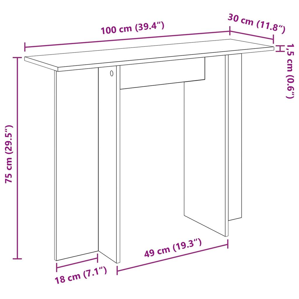 Console Table Sonoma Oak 100 x 30 x 75 cm Engineered Wood