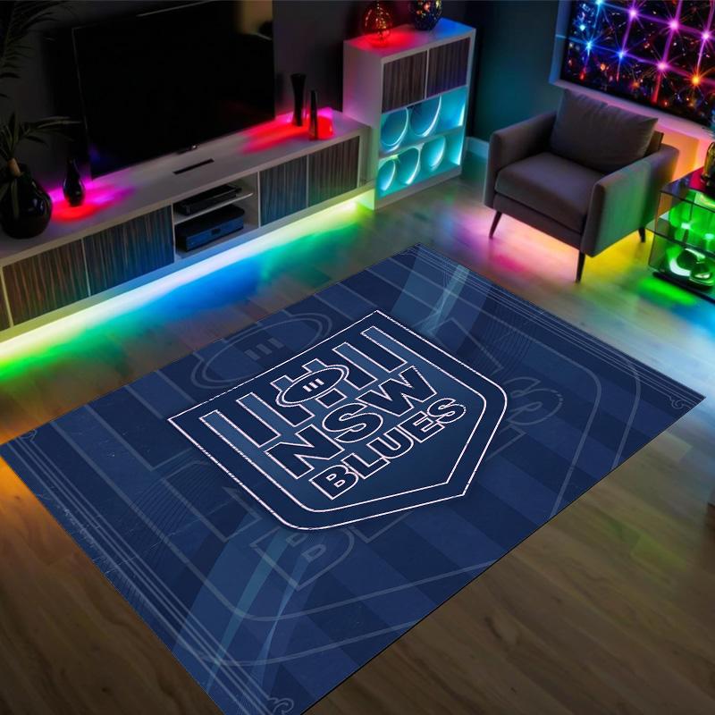 NSW Blues Design Crystal Velvet Carpet Cozy Non?Slip Printed Rug For Bedroom Living Room Entrance