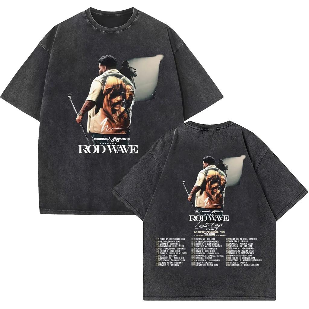 Hot Sale Rod Wave Album Poster Print Tshirt Unisex Women Retro Washed Cotton Summer New Tee Harajuku Fashion Casual Oversized Top