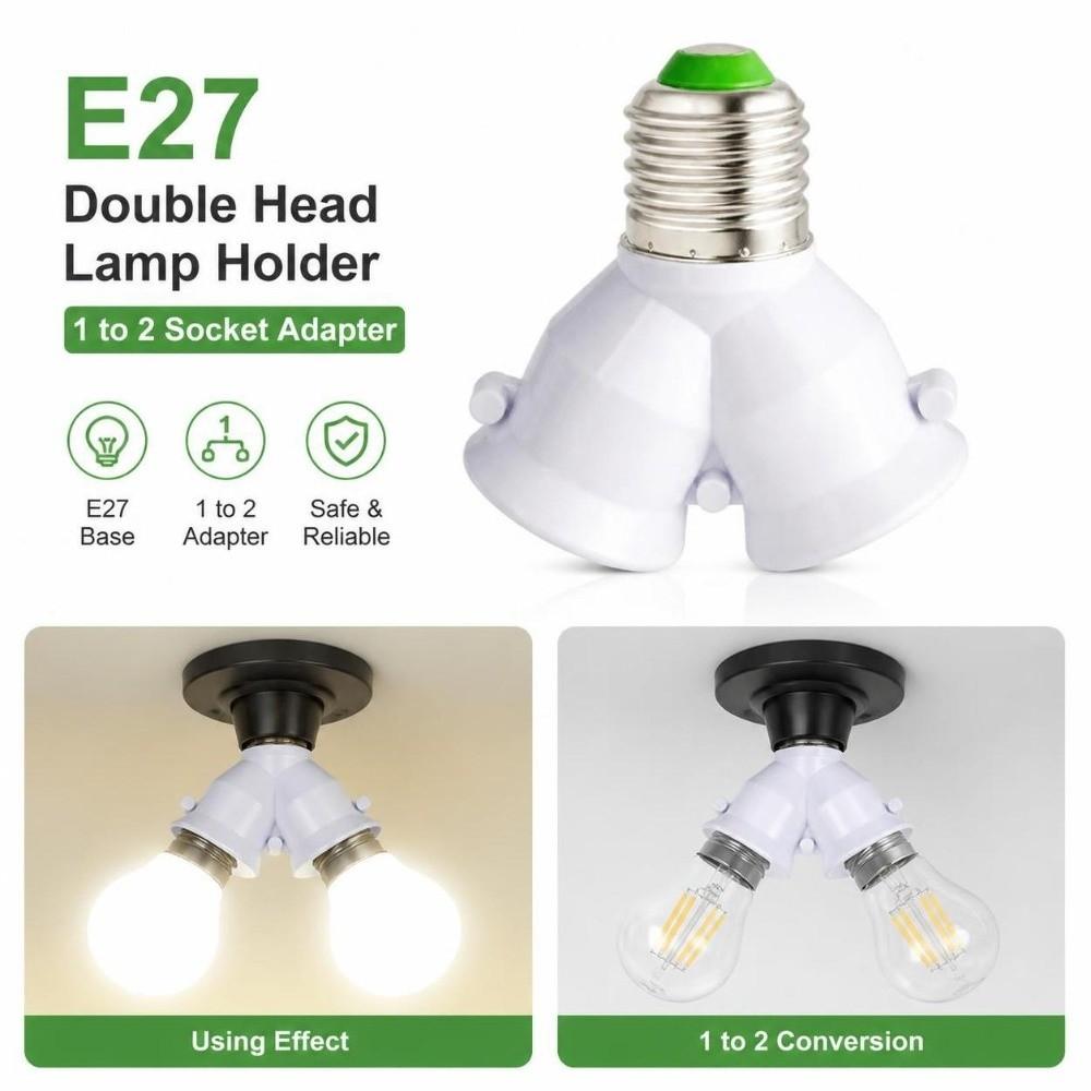 E27 Screw Base E27 Lamp Holder Converter Dual Socket Bulb Splitter Adapter Bulb Lighting