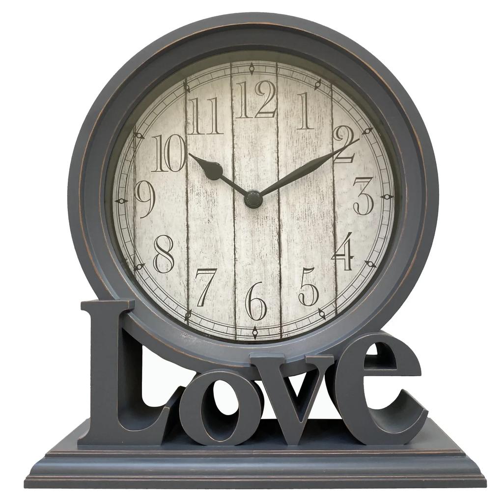 Круглые настольные часы в европейском стиле, каминные часы, не тикающие, декоративные настольные часы Love для офиса, гостиной, спальни, фермерского дома