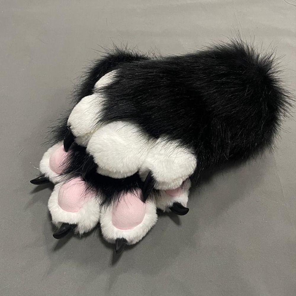 Cartoon Plush Cat Paw Gloves Furry Cat Claw Mittens Kawaii Cosplay Props  Club